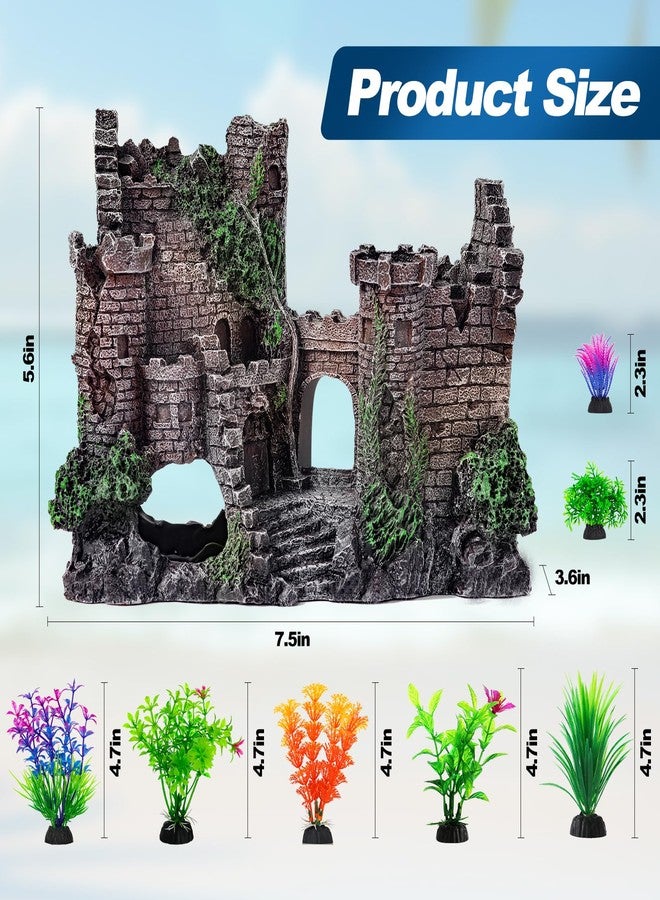 CousDUoBe Aquarium Decor Castle Fish Tank Bubbler Set Aquarium Plants for Aquatic Pets to Breed Play and Rest Fish Decorations for Tank - Image 2